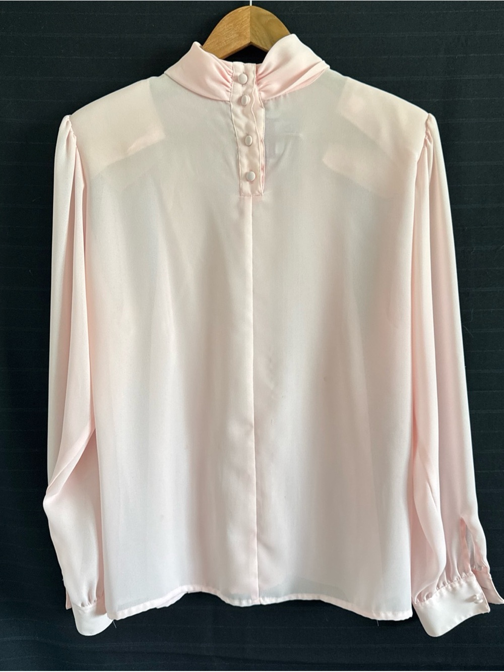Vintage Laura & Jayne Collection Pink Blouse 10 Pleated Tuxedo Turtleneck Sheer - Picture 7 of 11